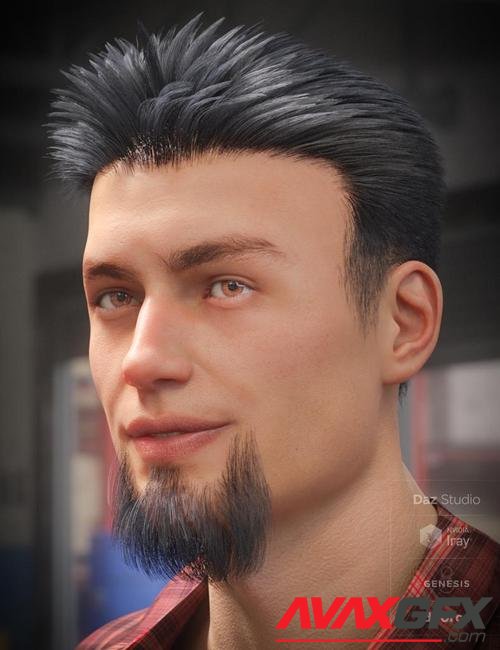 dForce Eddie Hair and Goatee for Genesis 8 Male(s)