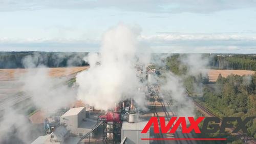 MotionArray – Aerial Through Timber Factory Smoke 1028268