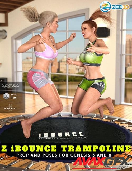 Z iBounce Trampoline Prop and Poses for Genesis 3 and 8