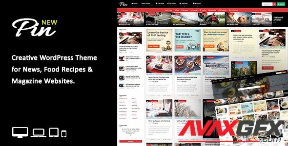 ThemeForest - Pin v5.6 - Pinterest Style / Personal Masonry Blog / Front-end Submission - 10272975