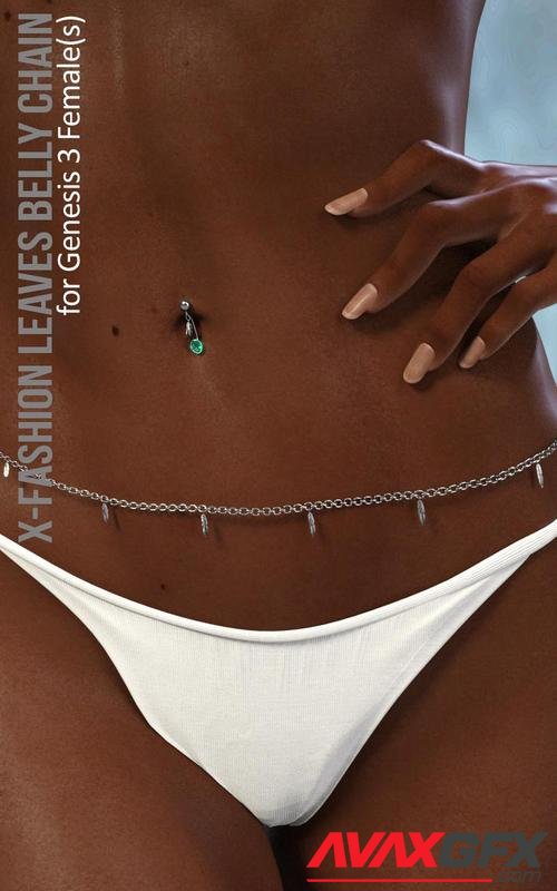 X-Fashion Leaves Belly Chain for Genesis 8 Females