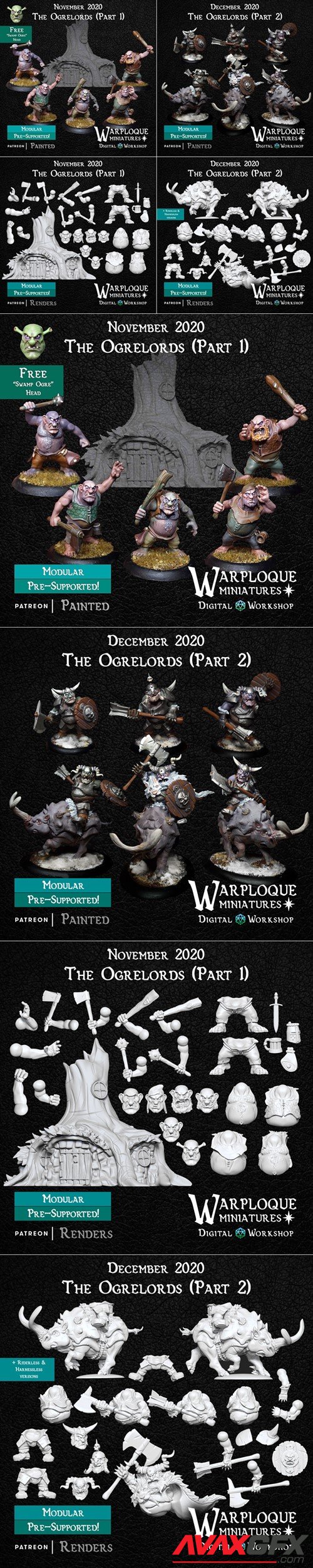 Warploque Miniatures The Ogrelords Part 1-2 – 3D Printable STL