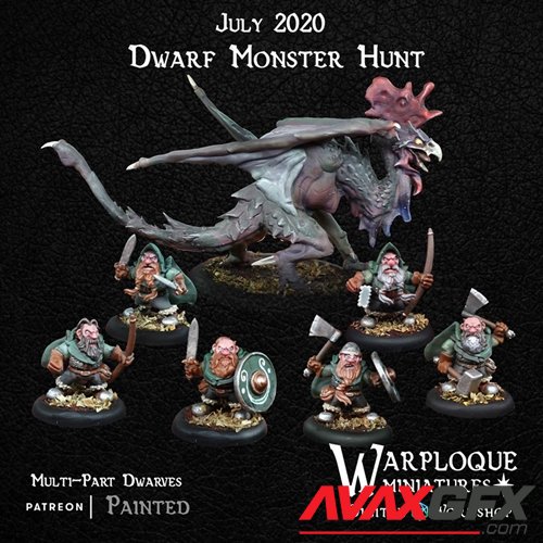 Warploque Miniatures - Dwarf Monster Hunt – 3D Printable STL