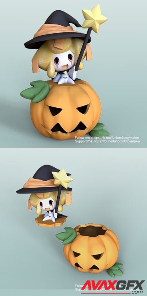 Jirachi With Pumpkin Pokemon - Halloween – 3D Printable STL