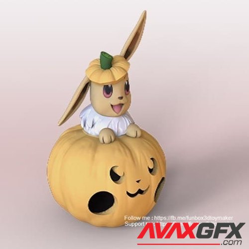 Eevee With Pumpkin Pokemon - Halloween – 3D Printable STL