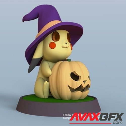 Pikachu With Pumpkin Pokemon Halloween – 3D Printable STL