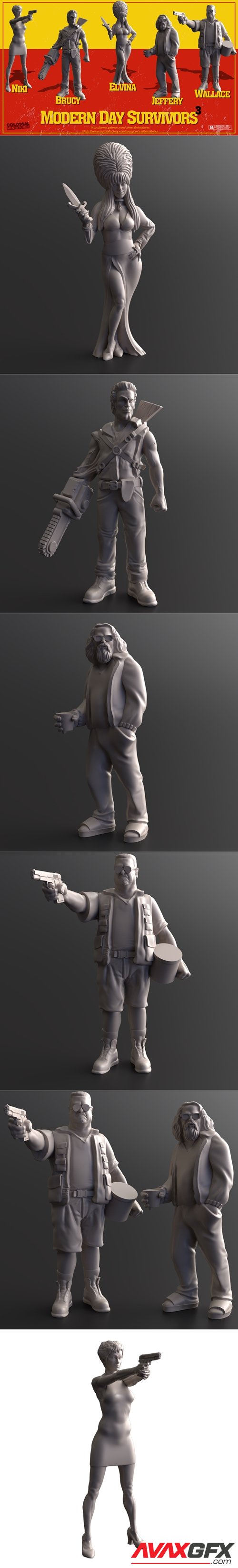 Colossal Miniatures - Modern Day Survivors 3 – 3D Printable STL