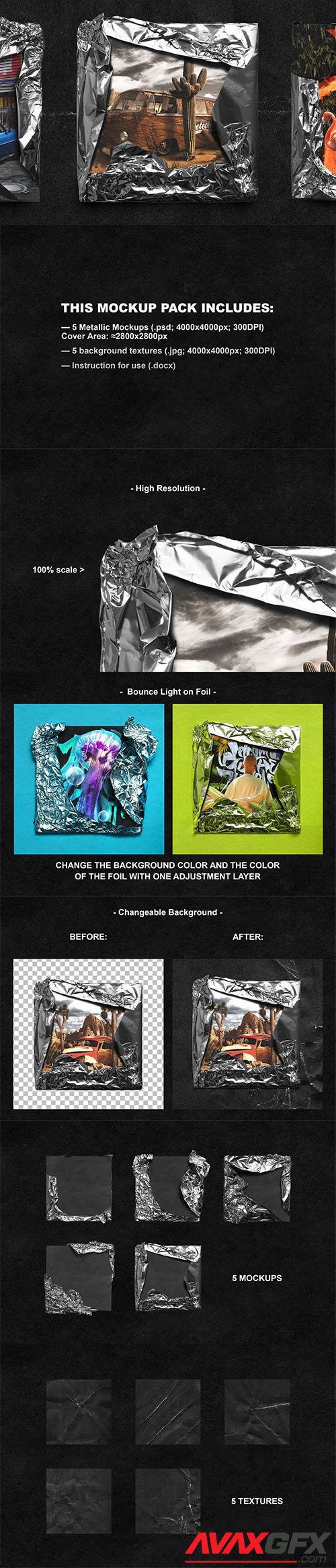 CreativeMarket - METALLIC WRAP MOCKUP PACK 6210132