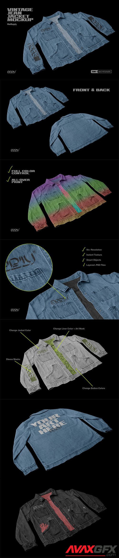 CreativeMarket - Vintage Jean Jacket Mockup 3Q View 5945333