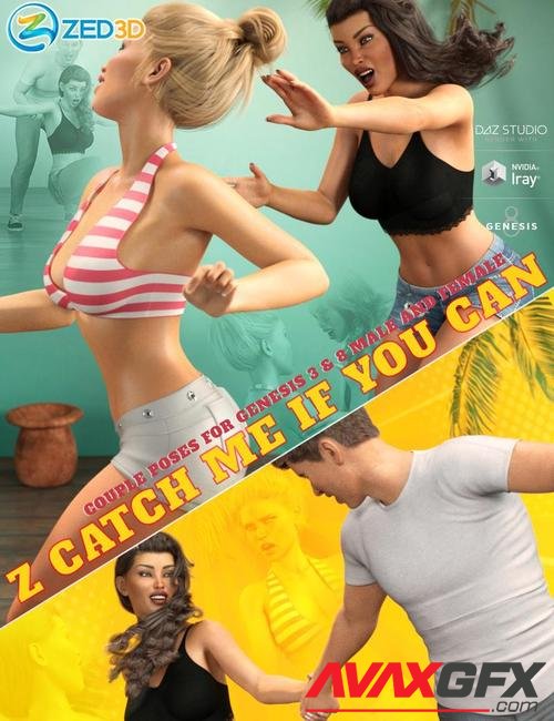 Z Catch Me If You Can Couple Poses for Genesis 3 and 8