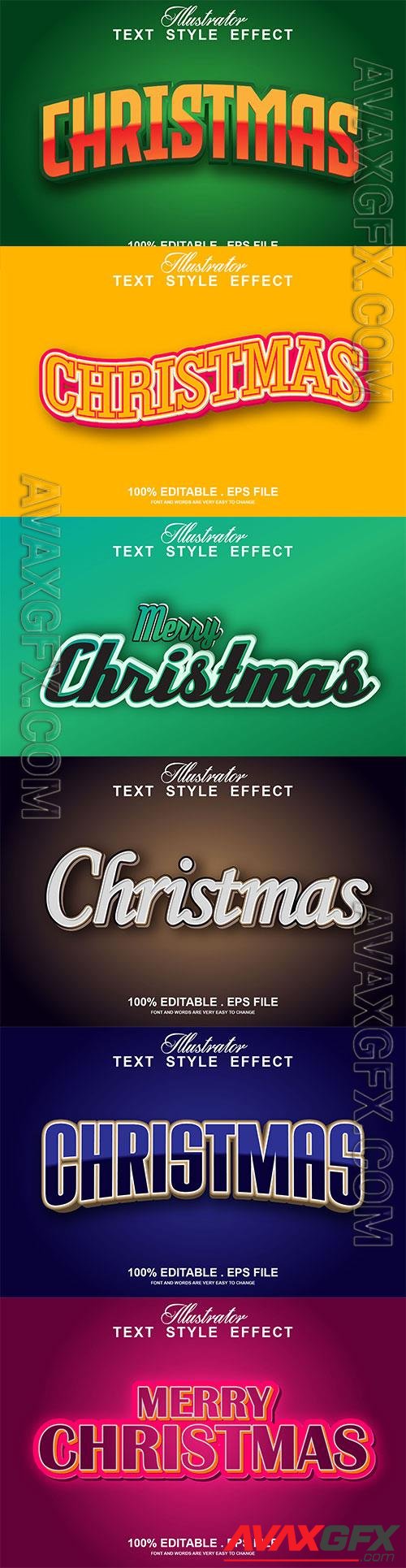 2022 New year, Merry christmas editable text effect premium vector vol 13