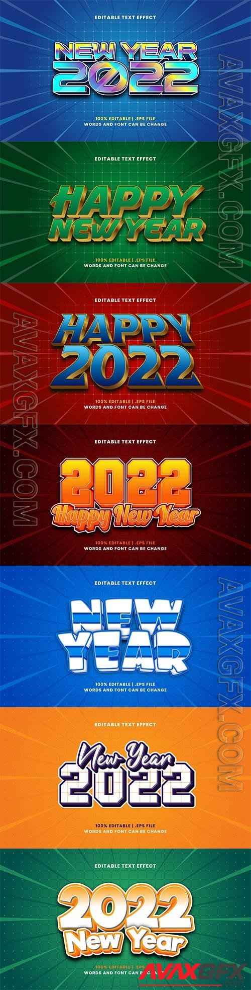 2022 New year, Merry christmas editable text effect premium vector vol 15