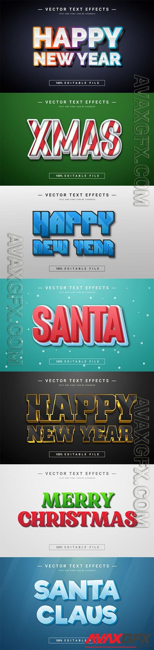 2022 New year, Merry christmas editable text effect premium vector vol 14