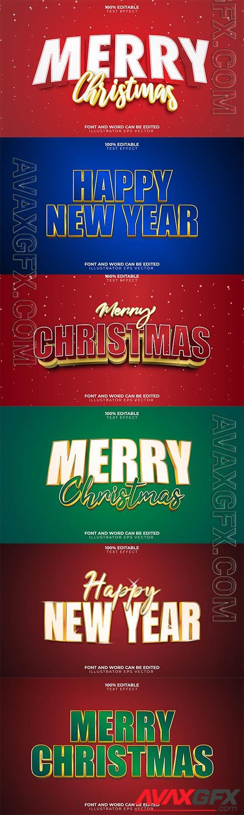 2022 New year, Merry christmas editable text effect premium vector vol 11