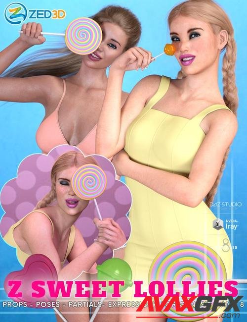 Z Sweet Lollies Props and Poses for Genesis 3 and 8 Female