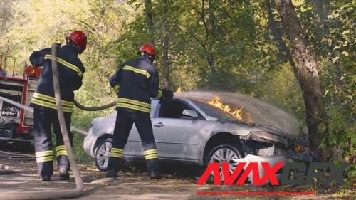 MotionArray – Firemen Extinguish Car On Fire 846930