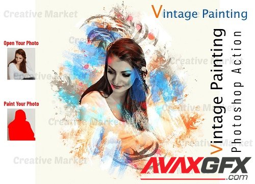 Vintage Painting Photoshop Action - 6547993