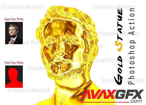 Gold Statue Photoshop Action - 6550350