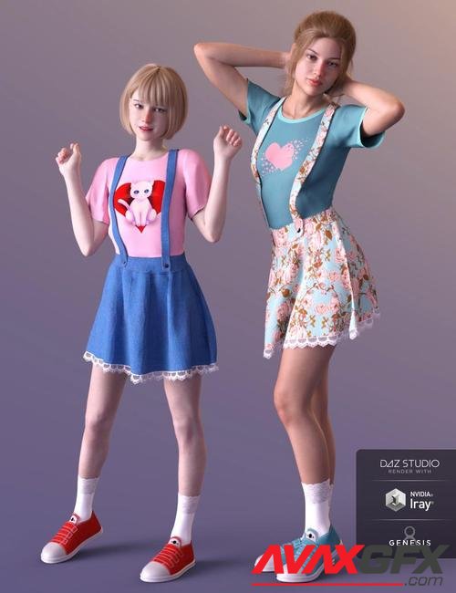 dForce Kawaii Overalls for Genesis 8 Female(s)