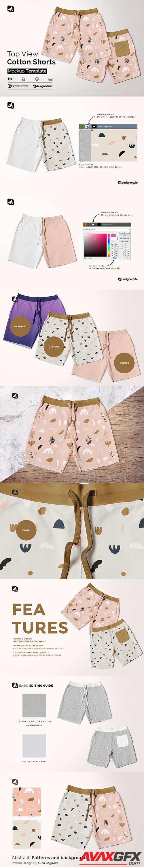 CreativeMarket - Top View Cotton Shorts Mockup 5022216