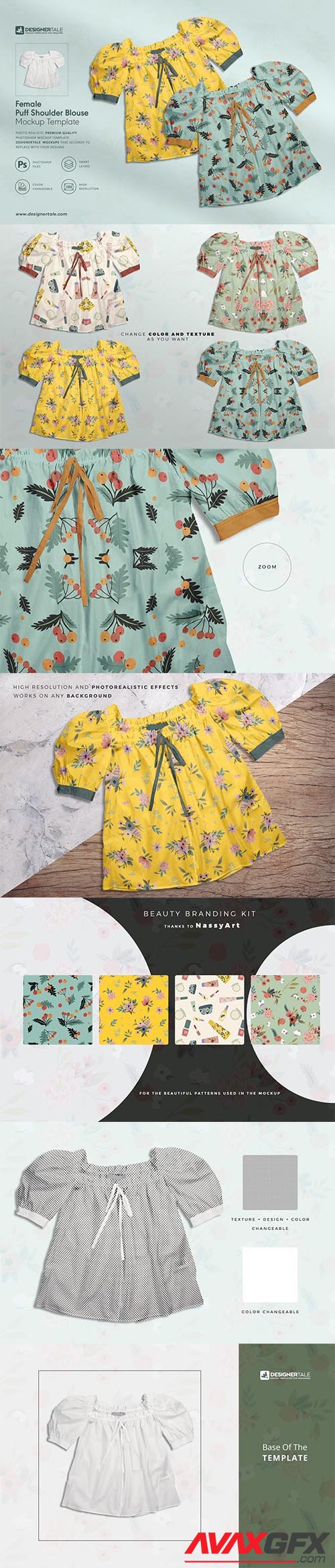 CreativeMarket - Female Puff Shoulder Blouse Mockup 4140447