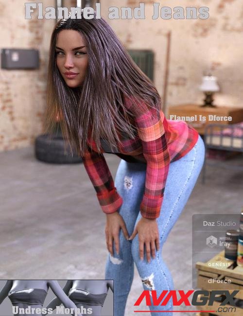 FGF Flannel and Jeans Outfit for Genesis 8 Female(s)