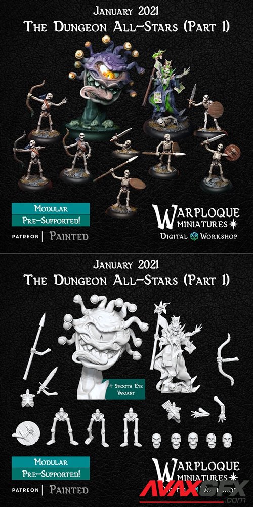 Warploque Miniatures - Dungeon All-Stars Part 1 – 3D Printable STL