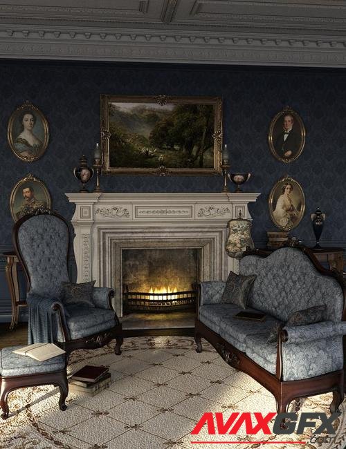 The Blue Room Iray for Victorian Decor 2 and 3