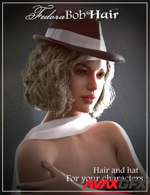 Fedora Bob Hair for Genesis 3 and 8 Female(s)