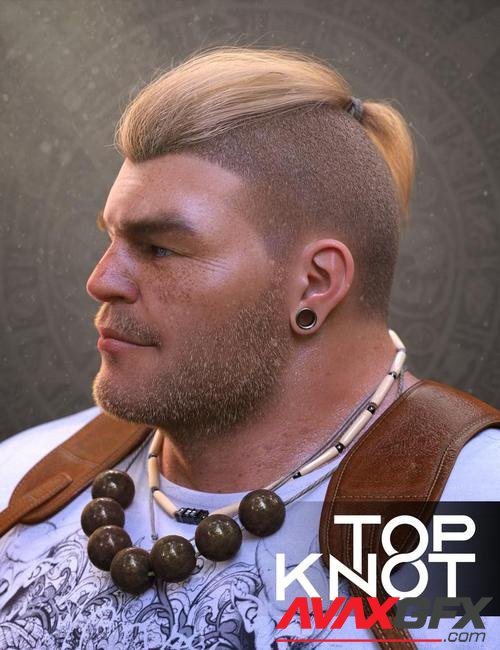 Top Knot Hair and Beard for Genesis 3 and 8
