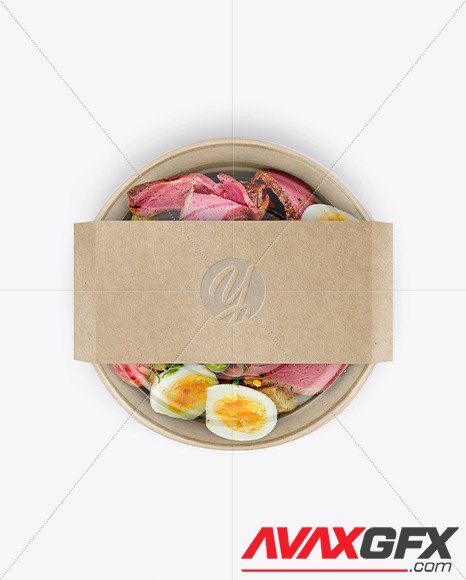 Paper Bowl With Meat Salad Mockup 90122