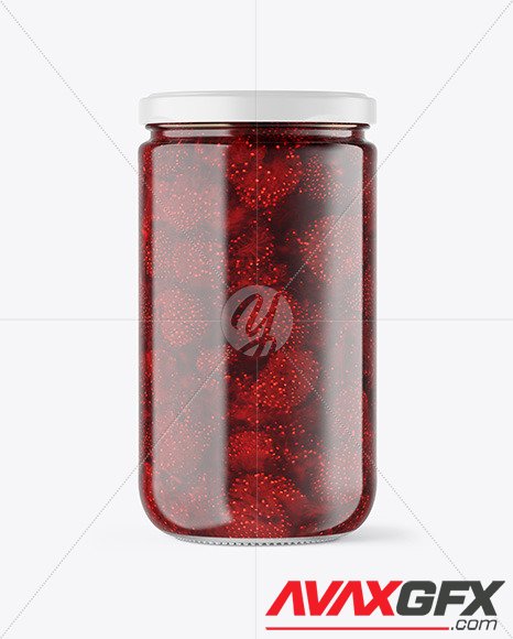 Clear Glass Jar with Strawberry Jam Mockup 89952