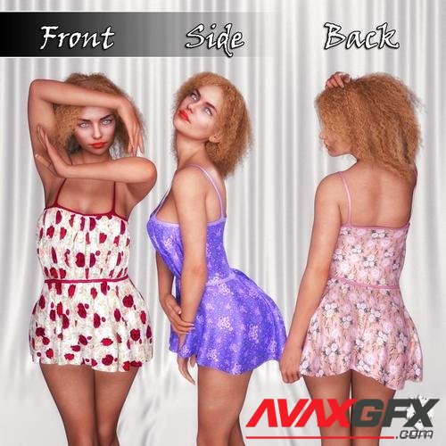 JMR dForce Flirty Floral Dress for G3F and G8F