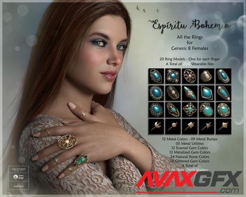 Espiritu Bohemio Rings for Genesis 8 Females