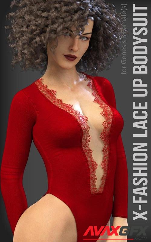 X-Fashion Lace Up Bodysuit for Genesis 8 Female