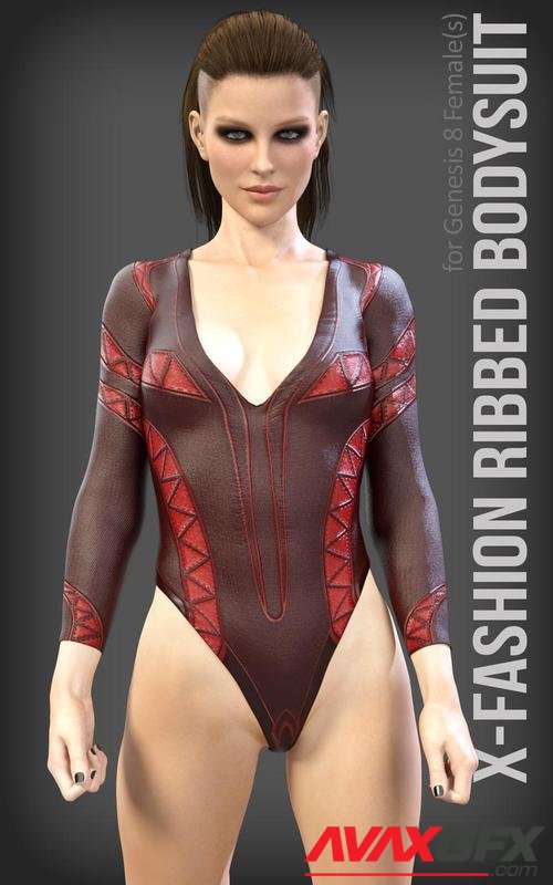 X-Fashion Ribbed Bodysuit for Genesis 8 Females