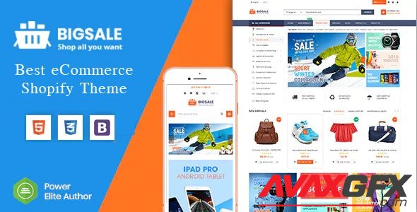 ThemeForest - BigSale v1.0.1 - The Clean, Minimal & Unlimited Bootstrap 4 Shopify Theme (12+ HomePages) - 22531159