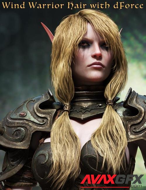 Wind Warrior Hair with dForce for Genesis 8 Female(s)