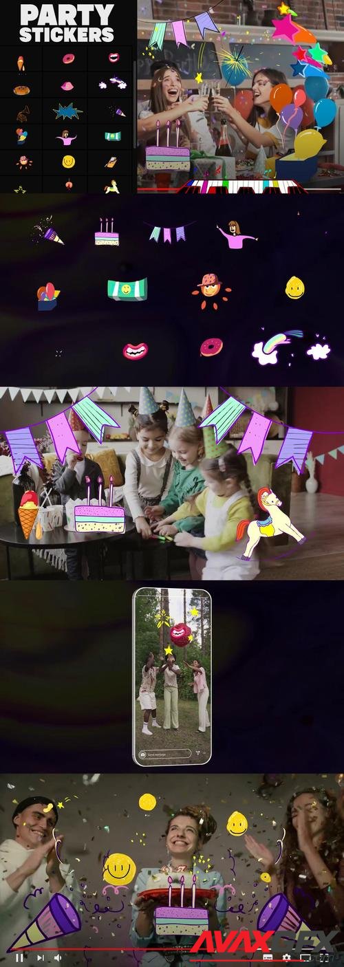MotionArray – Animated Party Stickers 1010784