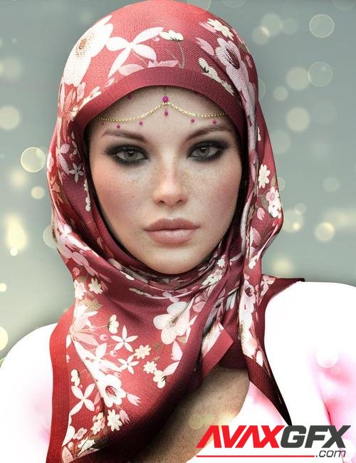 dForce X-Fashion Floral Hijab for Genesis 8 Female(s)