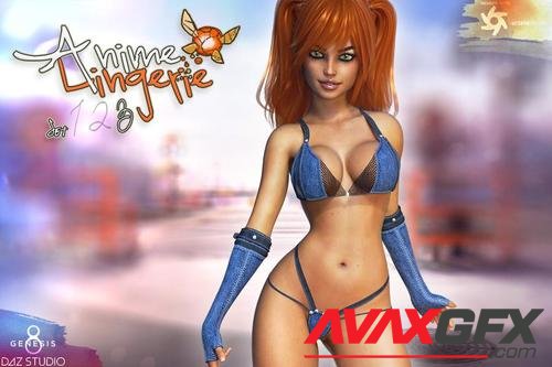 Anime Lingerie Set 3 For Genesis 8 Females