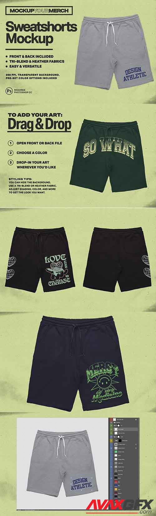 CreativeMarket - Sweatshorts Merch Mockup 6365170