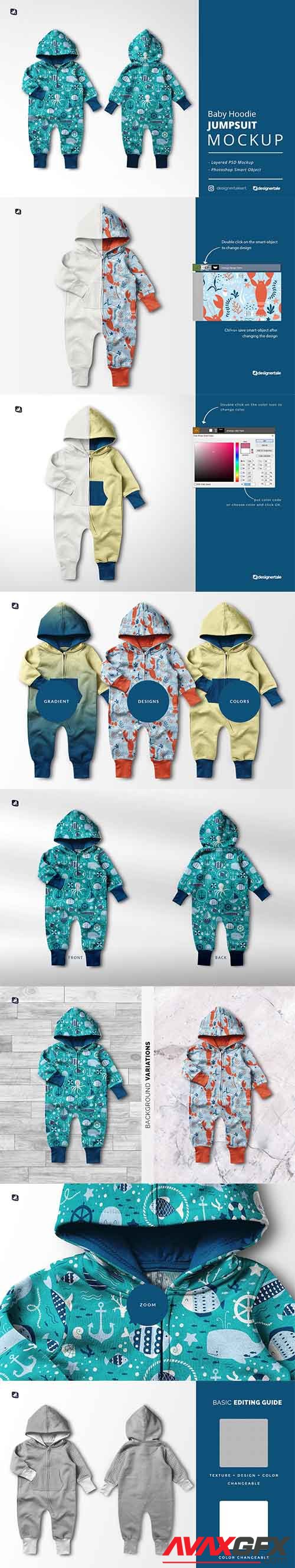 CreativeMarket - Baby Hoodie Jumpsuit Mockup 6231738