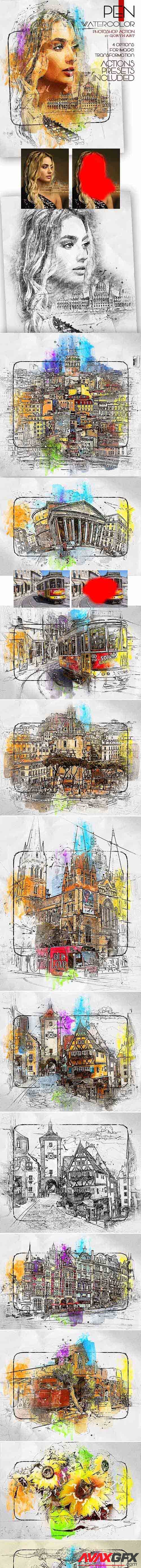 GraphicRiver - Pen Watercolor Photoshop Action 32930735