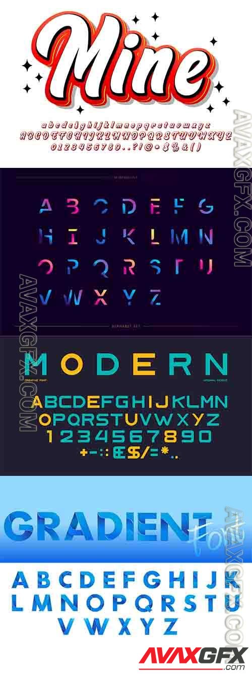 Modern alphabet template set