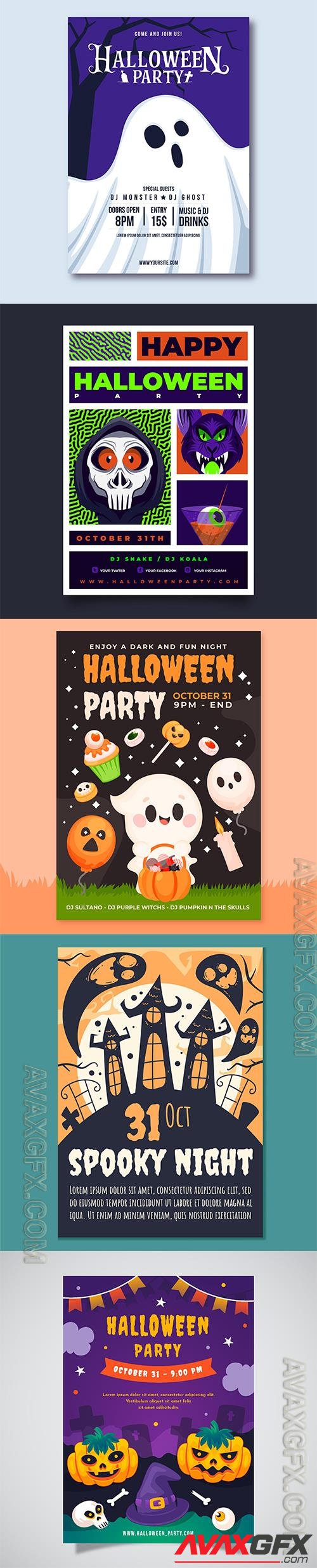 Realistic halloween party vertical flyer template vol5