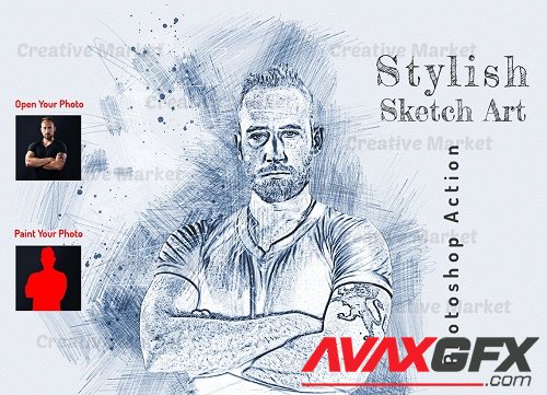 Stylish Sketch Art PS Action - 6561769