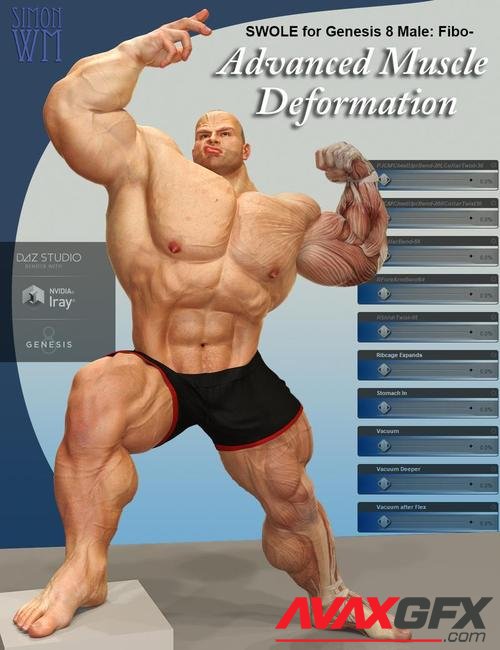 SWOLE for Genesis 8 Male: Fibo - Advanced Muscle Deformation