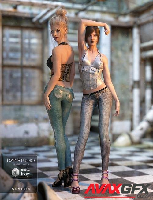 Skinny Jeans and Corset Outfit Textures