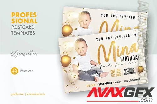 Baby Event Postcard Templates VK3B39P